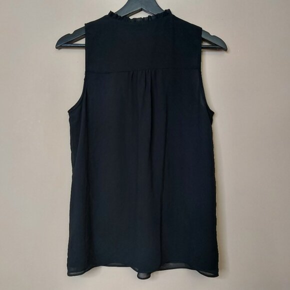 Naked Zebra black sleeveless blouse with ruffle high neck detail size small - Picture 8 of 8